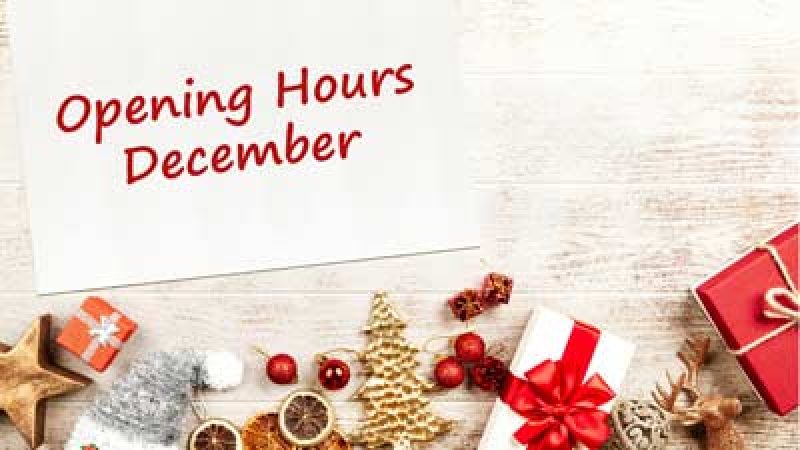 Opening hours december 2022